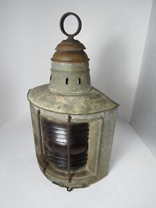 Vintage Galvanized  Glass Oil Lantern