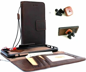Genuine Leather Case for iPhone SE 2 Wallet Cover Magnetic Removable Car Holder - Picture 1 of 11