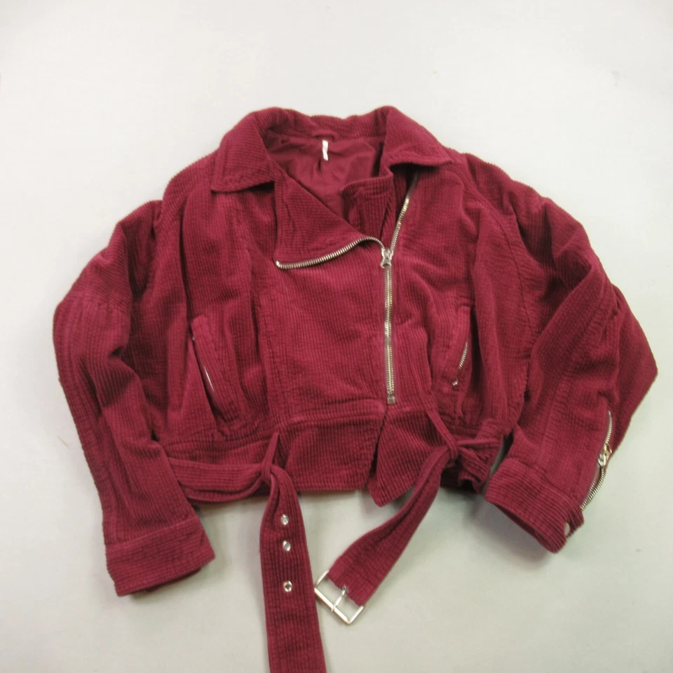 Chaqueta Free People Mujer Pequeña Manga Larga Cremallera Completa Exterior Roja Foto 1 de 4