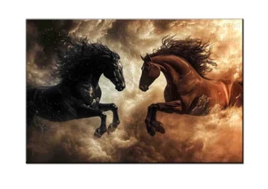 Horses Oil Painting Printed On Canvas,Home Living Room Wall Art Decor,24″x16″ - Picture 1 of 9