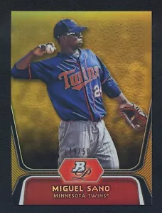 2012 Bowman Platinum "Gold Refractor" Rookie MIGUEL SANO SP RC #'d/50 MINT+!! - Picture 1 of 2