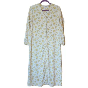 Uniqlo Cream w Yellow Floral Midi Long Sleeve Shirt Dress Size S - Picture 1 of 10