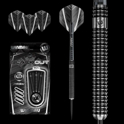 WINMAU BLACKOUT 90% TUNGSTEN 23 GRAM STEEL TIP DARTS 1083.23 - Image 1 of 2