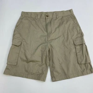 Omni Active Force Cargo Shorts Mens 40 Tan Flat Front 100% Cotton Zip Fly Casual - Picture 1 of 7