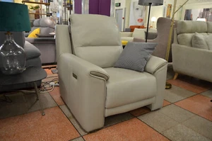 Recliner Chair Grey Leather Power Electric Sanremo Italia Living Armchair - Picture 1 of 8
