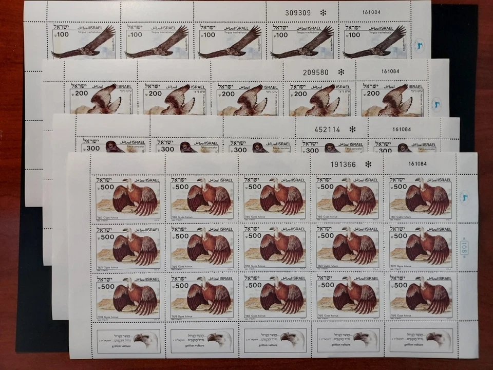 Israel 1985 Birds of Prey #896-899 hojas completas de 15 MNH Foto 1 de 1