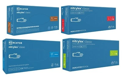 Mercator Nitrylex Blue Nitrile Examination pf Disposable Gloves, Box of 100