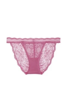 New Victoria's Secret Mauve Lace & Polka Dot Mesh STRING BIKINI panty, SZ XL - Picture 1 of 5