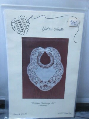 Golden Needle Battenburg Heirloom Christening Bib pattern - Image 1 of 2