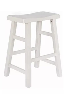 Allen+Roth Sturdy 24" Saddle Seat Backless Barstool Antique White Counter Height - Picture 1 of 8