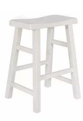 Allen+Roth Sturdy 24" Saddle Seat Backless Barstool Antique White Counter Height - Image 1 of 4