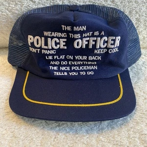 Vintage Snaoback Trucker Hat Funny Policeman Quote Made In USA - Picture 1 of 8