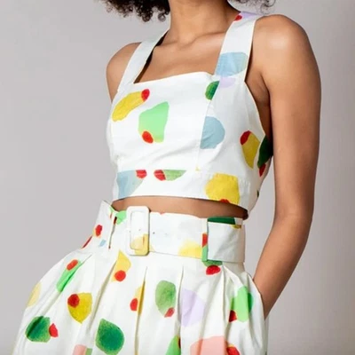 Rachel Antonoff Martini Sucio Estampado Oliva Antonia Crop Top Puntos Círculos 12 Foto 1 de 4