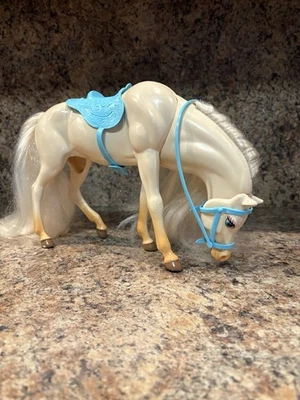 Vintage 1995 Mattel Barbie's Nibbles Horse With Blue Saddle Bridle Posable Head - Image 1 of 4