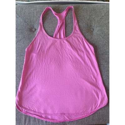 Camiseta sin mangas Lululemon rosa a rayas espalda deportiva para mujer entrenamiento atlético yoga talla mediana Foto 1 de 3