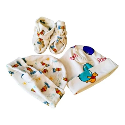 Лот из 3 предметов для новорожденных Pooh - 2 шляпы шапочки и 1 пара ботинок Disney - Изображение 1 из 4