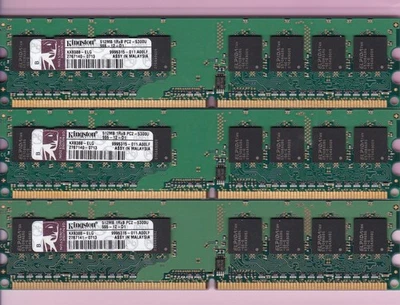 1.5GB 3x512MB PC2 5300 KINGSTON KX8388-ELG DDR2-667 ELPIDA Desktop Memory Kit - Image 1 of 2