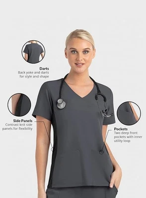 Maevn 4520 Women's Matrix Impulse Mock Wrap Top Contrast Knit Panels XXS to 3XL - Image 1 of 4