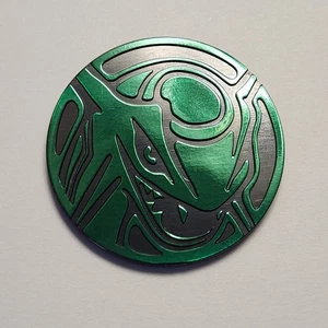 Pokemon Rayquaza Green Mirror Holo Coin NM Pokemon Official TCG Promo - Picture 1 of 2
