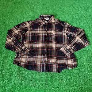 Strand Lunch Lounge Hemd mit Knopfleiste Langarm braun Flanell kariert Freizeit Gr. M - Bild 1 von 11