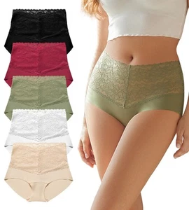 High Waist Lace Underwear for Women Seamless Sexy Panties Ladies Stretch Full... - Picture 1 of 5