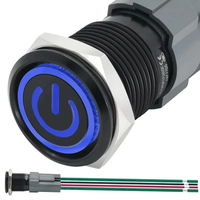 ZJWZJH (15Amp) 16mm Latching Push Button Switch 12V-24V DC On Off with LED Light SPS...