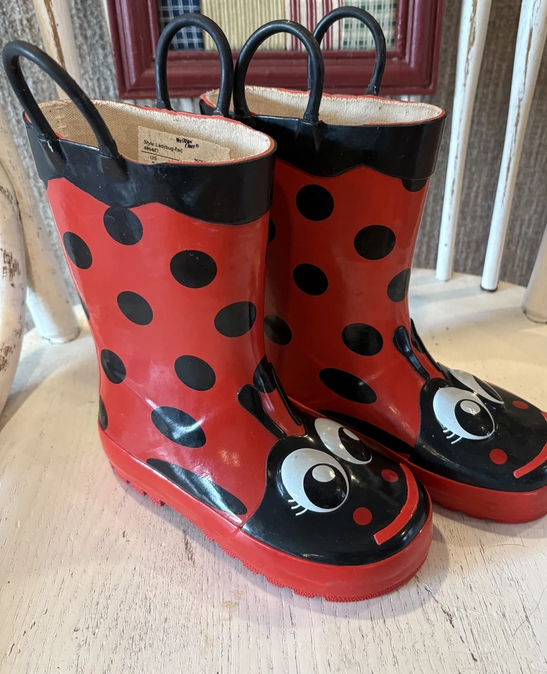Botas de lluvia Western Chief Lady Bug para niños pequeños talla 9 rojas con correas Foto 1 de 1