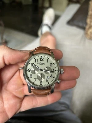 Rotary Men's Grey Dial Brown Leather Strap Chronograph Watch GS00430/31 - Image 1 of 3