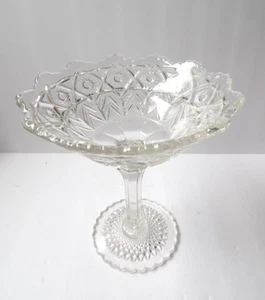 Cambridge "Near Cut" EAPG 1910 Inverted Feather 7" Compote - Picture 1 of 7