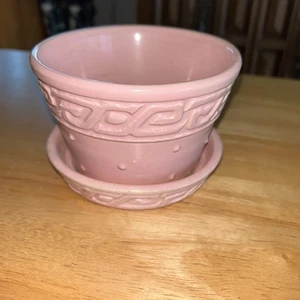 MCM Mc Coy Greek Key & Dots PINK Flower Plant Pot-3 1/2” Tall - Picture 1 of 5