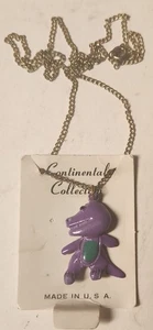 Collar/Pulsera Dije Vintage Años 90 Barney El Dinosaurio Púrpura Hecho en EE. UU. - Imagen 1 de 2