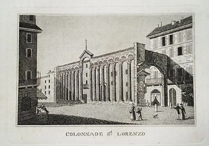 Mailand Milano Italien Italia Colonade St. Lorenzo alter Kupferstich 1835 - Picture 1 of 1