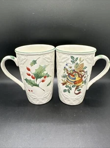 Set 2 MIKASA English Countryside Coffee Tea Latte Mugs Christmas - DP005 & DP006 - Picture 1 of 11