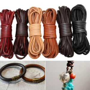 5 m Leather Cord Round Flat Rope String Necklace Bracelet Jewelry Cord Wire DIY - Picture 1 of 36