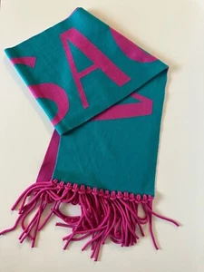 Versace Knit Logo Wool Pink/Turquoise Scarf 12Wx70L Italy 1008851 New $825 - Picture 1 of 10