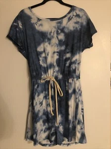 NEW! Tie Dye Women's Blue and White Short Sleeve Romper Large - Bild 1 von 7