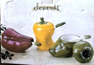 Elements Monterrey 3-Piece Bowl Set Chili Pepper Dishes w/ Matching Spoons NEW - Picture 1 of 2