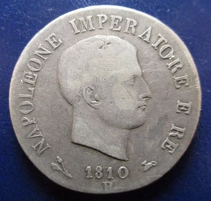 ITALIA REINO DE NAPOLEON 5 LIRE 1810 B BC+/ MBC- ESCASA SCARCE - Picture 1 of 2