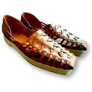Sam & Libby Asha Espadrille Woven Saddle Slip On Shoes Brown Women's Size 10 - Picture 1 of 8