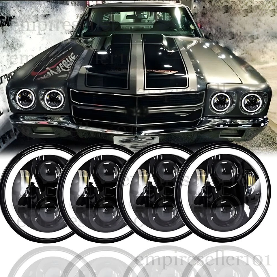Faros LED 4 piezas 5-3/4 5,75" alto/bajo con DRL para Chevrolet Chevelle 1964-1970 Foto 1 de 4