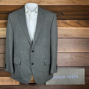 Andrew Fezza Sport Coat Blazer Mens 46R Gray Micro Check Textured - Picture 1 of 10
