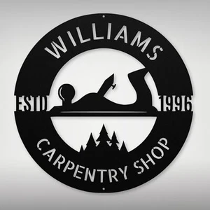 Personalized Carpentry Metal Sign Custom Woodworking Decor Home Office Gift Idea - Picture 1 of 5