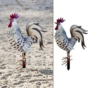 Outdoor Rooster Decoration  Rooster Garden Stake Chicken Yard Art Metal Rooster