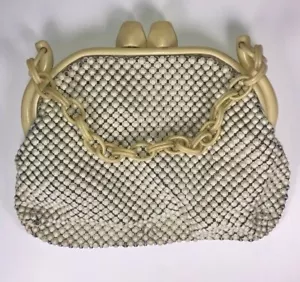 Whiting & Davis Vintage Alumesh Elfenbein Zelluloid Kette Griff & Verschluss Handtasche McM 40’s - Bild 1 von 20