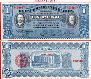 $ MEXICO EL ESTADO DE CHIHUAHUA 1 PESO 1915 P S530e UNC; free shipping from 100$ - Picture 1 of 3