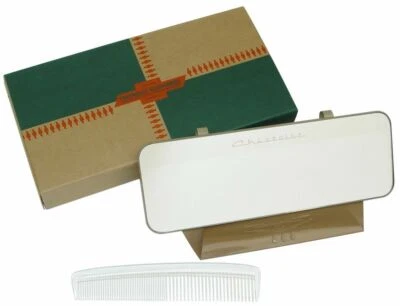 55-66 Chevy Interior Vanity Mirror with Chevrolet Logo, Comb & Comb Holder New - Image 1 of 3