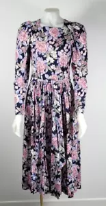 Vintage Laura Ashley Blumen Cottagecore Prärie Gürtelkleid Gr. 10 - Bild 1 von 8
