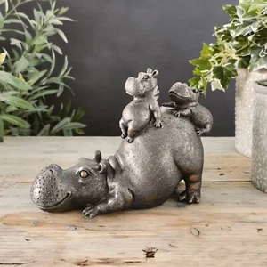 Hippopotamus Ornament Hippo Figurine With Babies Hippo Gift For Home - Picture 1 of 6