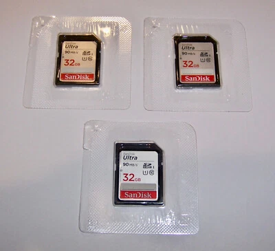 3x SanDisk Ultra SDHC 32GB Memory Card 90 MB/S - 32 GB SanDisk SD Card SDHC New! - Image 1 of 3