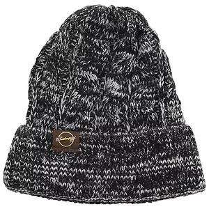 1948 Weatherproof Chunky Cable Tweed Knit Beanie Unisex One Size Black & Silver - Picture 1 of 1